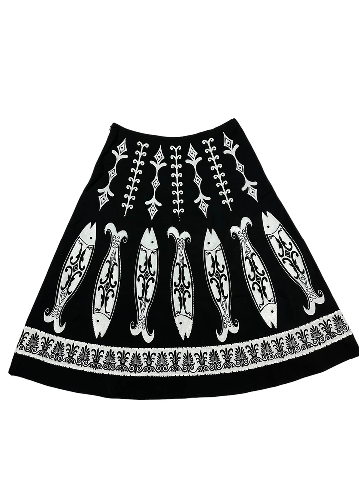 Soft Surroundings Vintage Black Paint Fish Beaded Stretch Midi Skirt Size L - Изображение 2 из 4