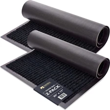 Sierra Concepts 2-Pack Front Door Mat Ribbed Black - Indoor Outdoor Floor Doorma