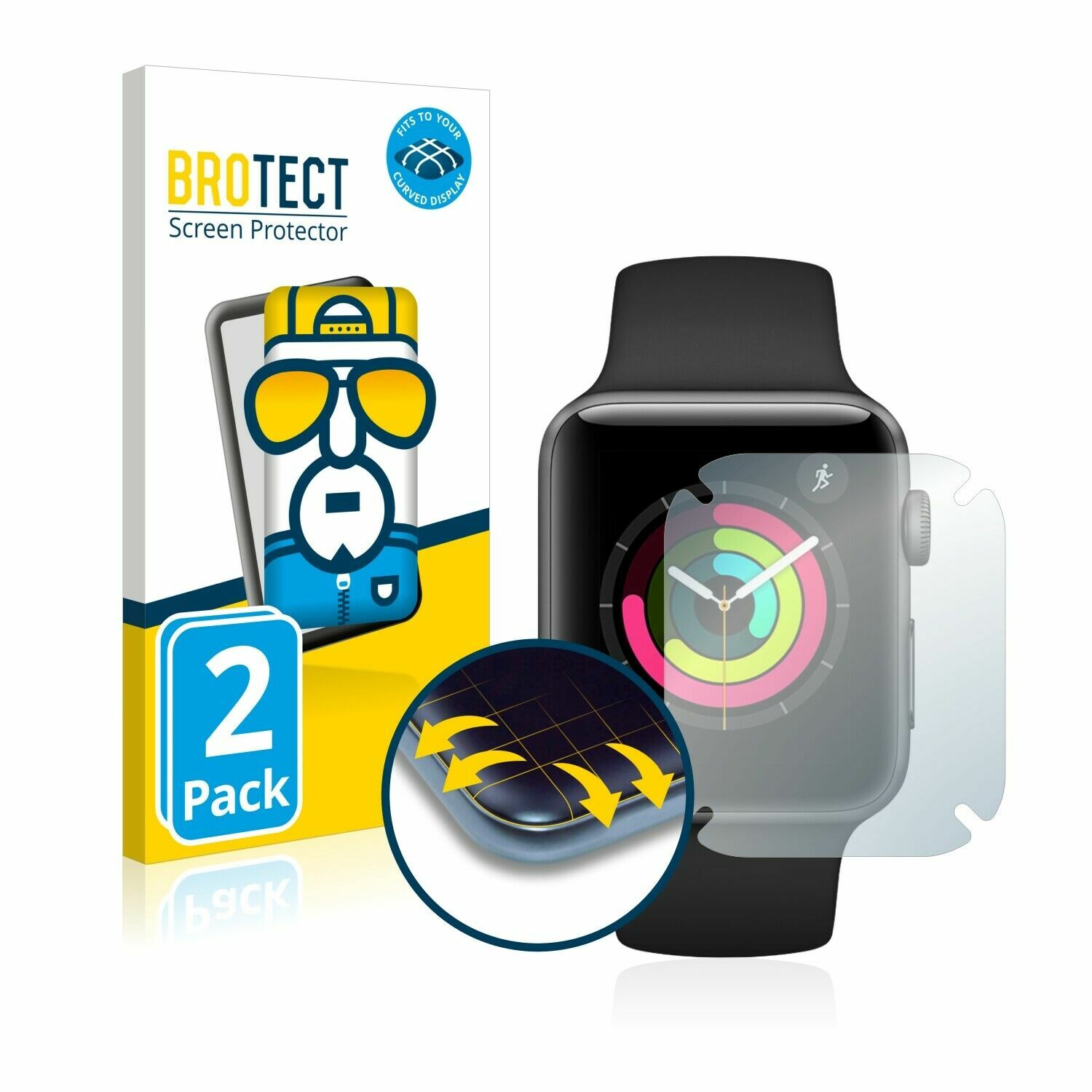 Apple Watch Series 3 (42 )2x BROTECT® Flex 3D Curved Full Cover Screen Protector