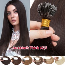 14 - 24 inches Nano Ring Tip Human Hair Extensions Nano Beads Micro Loop Real US