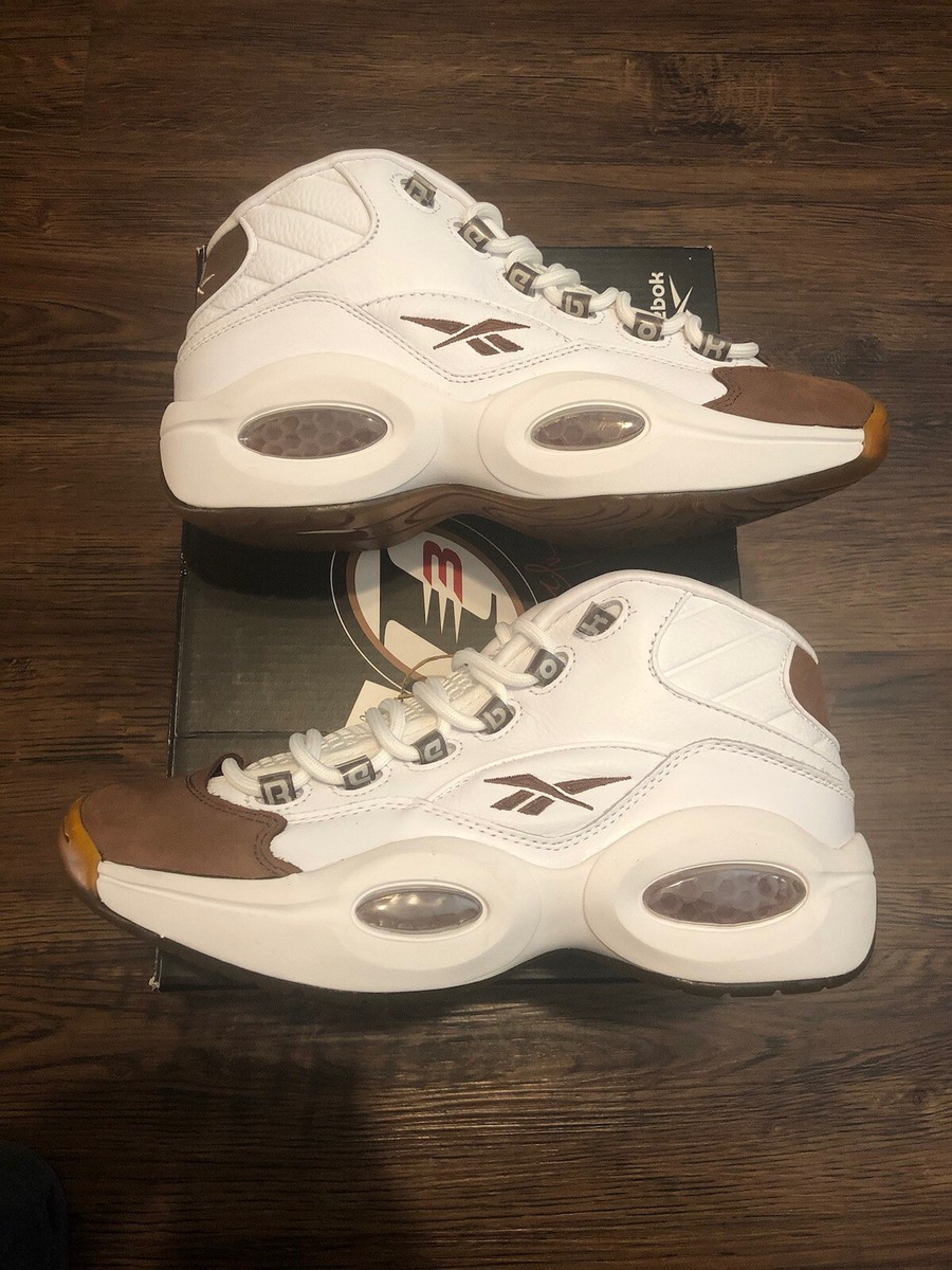 Reebok Question Mid Mocha Toe White Brown Men's Size 7.5 GX0241