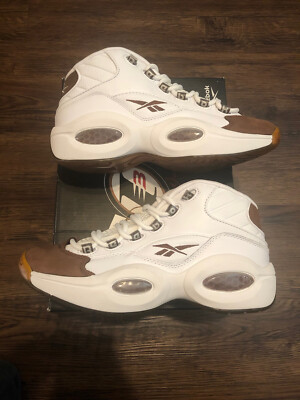 Reebok Question Mid Mocha Toe White Brown Men's Size 7.5 GX0241