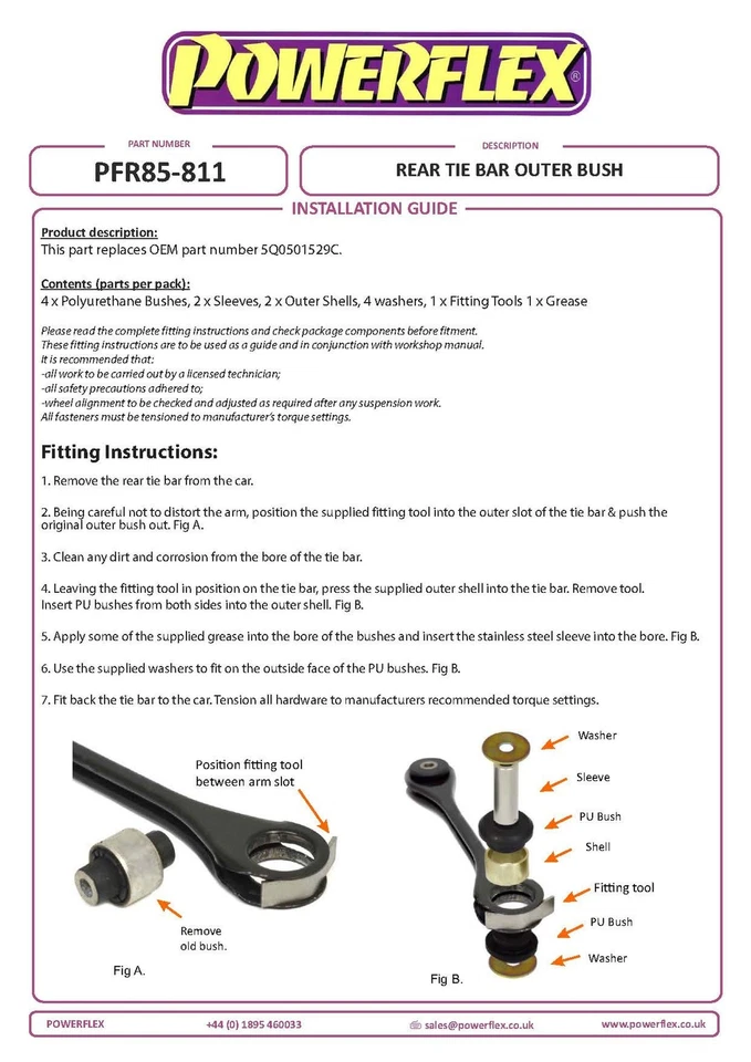 Powerflex Black Trasero Tirante Exterior Cojinetes Para VW Passat B8 (13 On) - Imagen 3 de 4