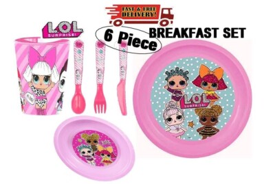 Kinder neues Design LOL 6-teiliges Frühstücksset inkl. Teller, Becher, Schüssel, Messer, Gabel & Löffel