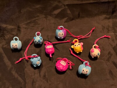 Lot Of 9 Mini Colorful Moose Lollipop Plastic Rubber Charms / Animals