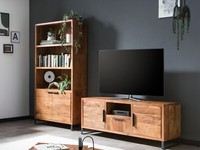 Wohnwand Sydney Massiv Holz BüCherregal Und Tv-Bank Wohnzimmer MöBel Schrankwand