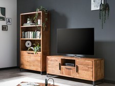Wohnwand Sydney Massiv Holz Bücherregal und TV-Bank Wohnzimmer Möbel Schrankwand