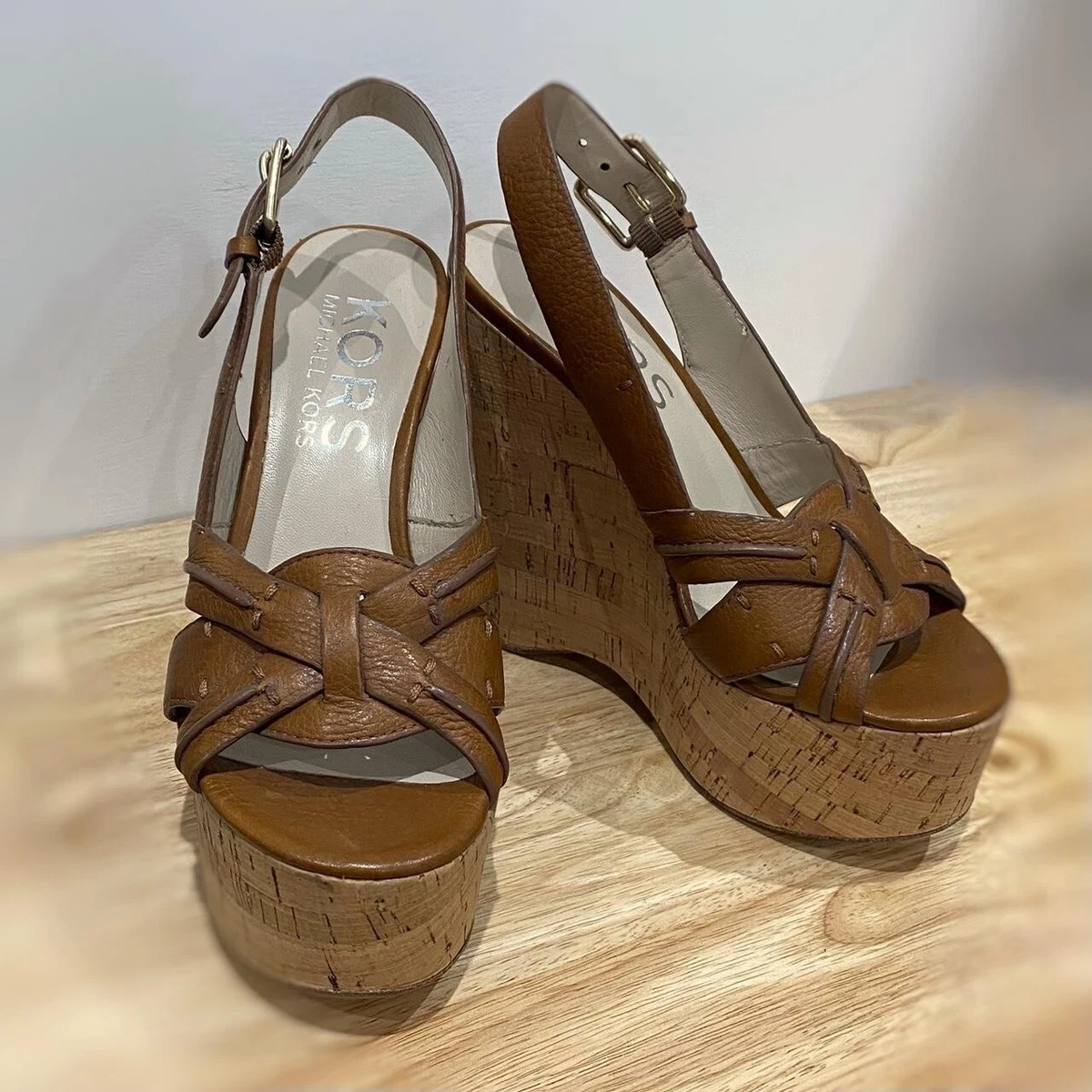 Michael Kors Cork Espadrille Wedges made of leather