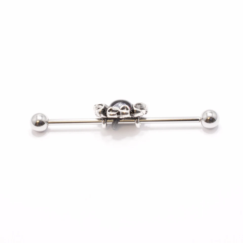 Barra Industrial Diseño Flor 14ga con Dije Plata Pulida Foto 3 de 4