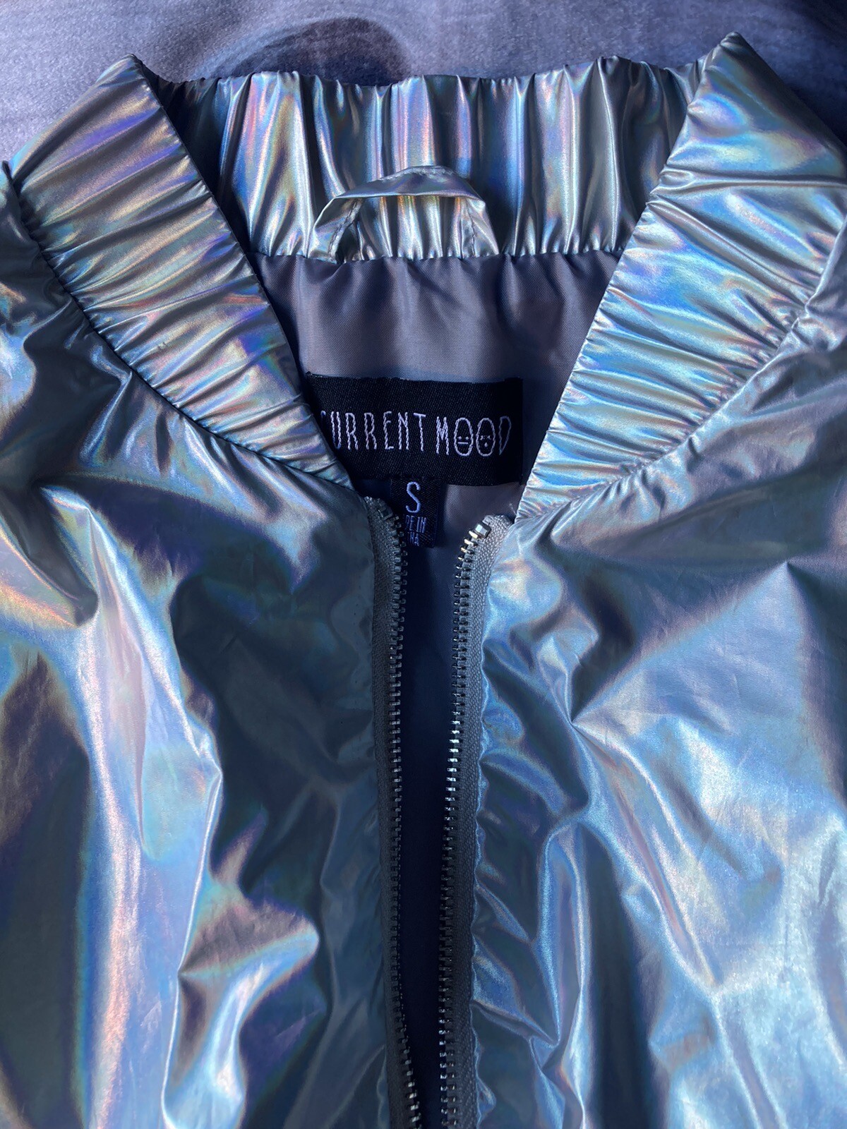 Small Silver Current Mood Bomber Jacket - image 3