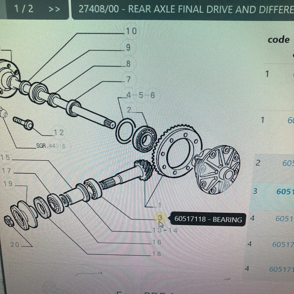 60517118 Alfa Romeo 105/115 GT Spider 2000cc - Cojinete diferencial eje trasero Foto 4 de 4