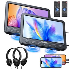 2 X 10.1" Dual Car Headrest DVD Player Monitor TV HDMI USB SD AV IN OUT Headset