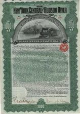 Chauncey Depew Signed New York Central And Hudson River Railroad Bond From 1898