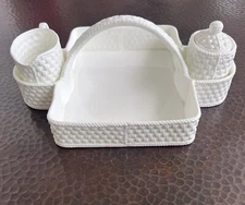 Tiffany & Co Weave Strawberry Basket & Creamer w/Cover Sugar Vintage Rare (1994)