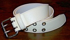 Women's OFF-WHITE Belt w/Grommets - Double Prongs - Sz SM -MADE IN U.S.A.  NEW