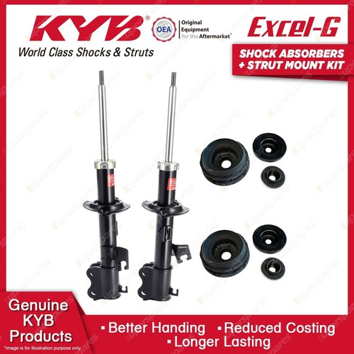 Pair Front KYB Shock Absorbers + Strut Top Mount Kit for Nissan March ...