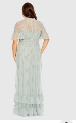 Mac Duggal 9227 Sz 14 W Sage Green Embellished Ruffled Tiered Long Gown  $798 | eBay