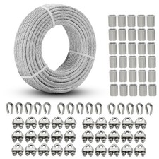 1/8" Galvanized Steel Wire Rope, 150 ft Aircraft Cable Kit with Hardware