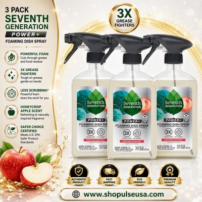 Seventh Generation Foaming Dish Spray, Honey Crisp Apple 16 Fl Oz (3 Pack)
