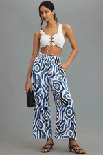 Maeve Saria Smocked Wide-Leg Pants Womens XL Anthropologie Vacation Coastal