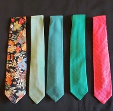 Woven Mens Tie Collection Set of 4 Holiday Green Red and Print Assorted Brands