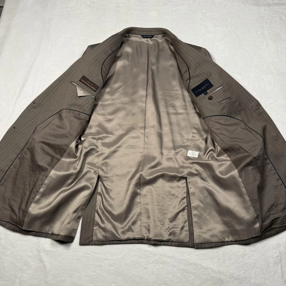 Traje Banana Republic Para Hombre 42R 34x32 Marrón Rayas Lana Ajuste A Medida VBC Italia Foto 4 de 4