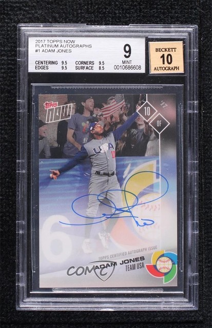 2017 Now Topps Online Exclusive Platinum Member Adam Jones BGS 9 MINT Auto