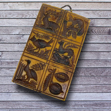 Vtg Wooden German Springerle Speculaas Cookie Stamp Press Mold 6 Print Folk Art