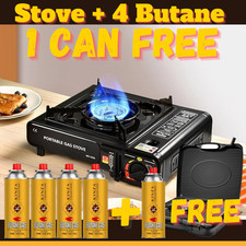 4 + 1 Butane Gas Bottles Canister Outdoor + Portable Camping Gas Stove Cooker
