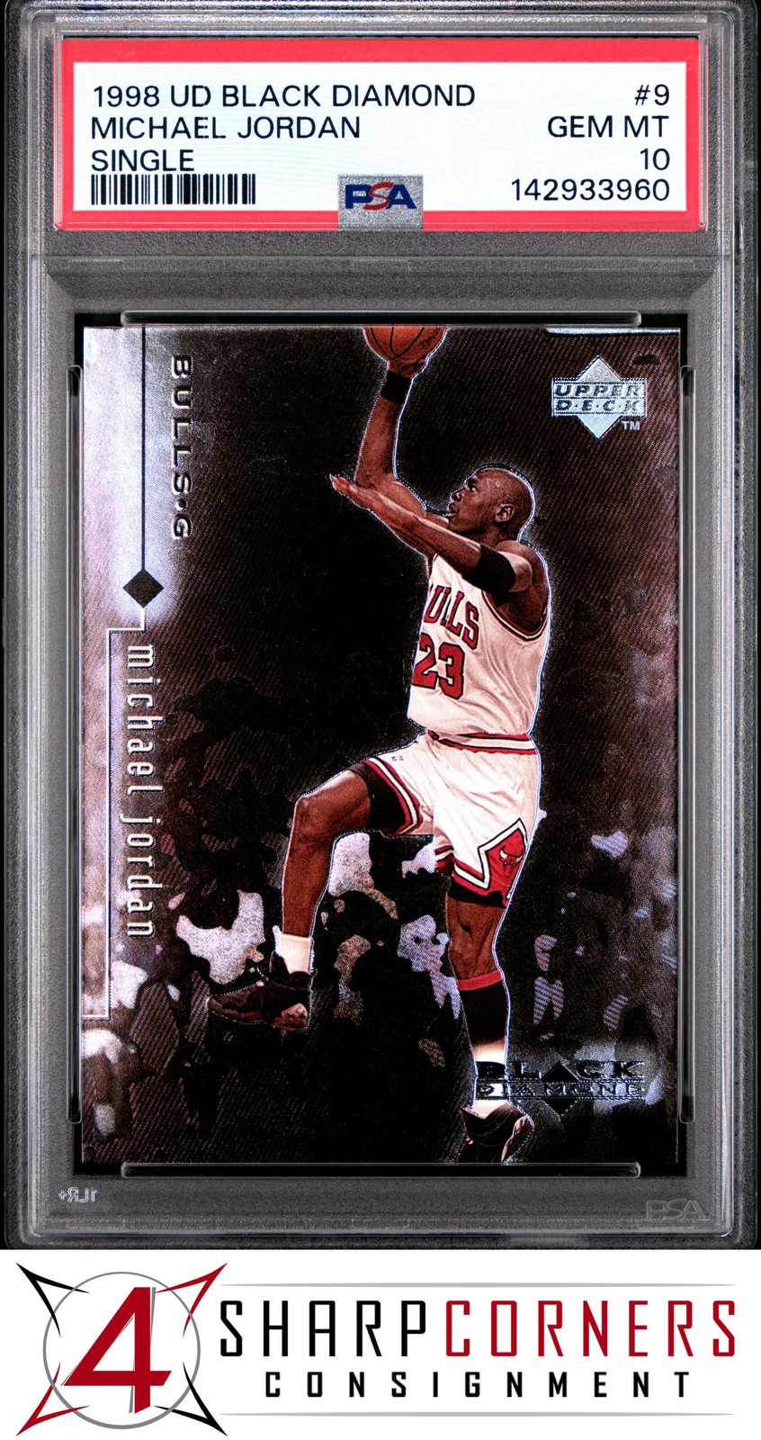 1998 UPPER DECK BLACK DIAMOND SINGLE #9 MICHAEL JORDAN HOF PSA 10