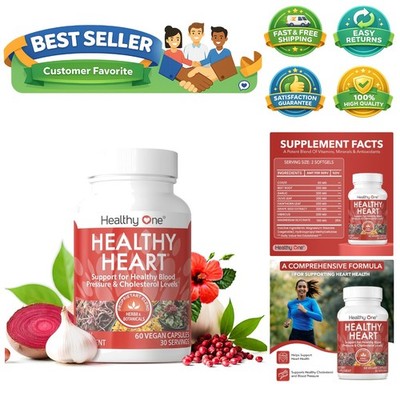 Healthy Heart - Promotes Healthy Cholesterol Circulation & Blood Pressure - P...