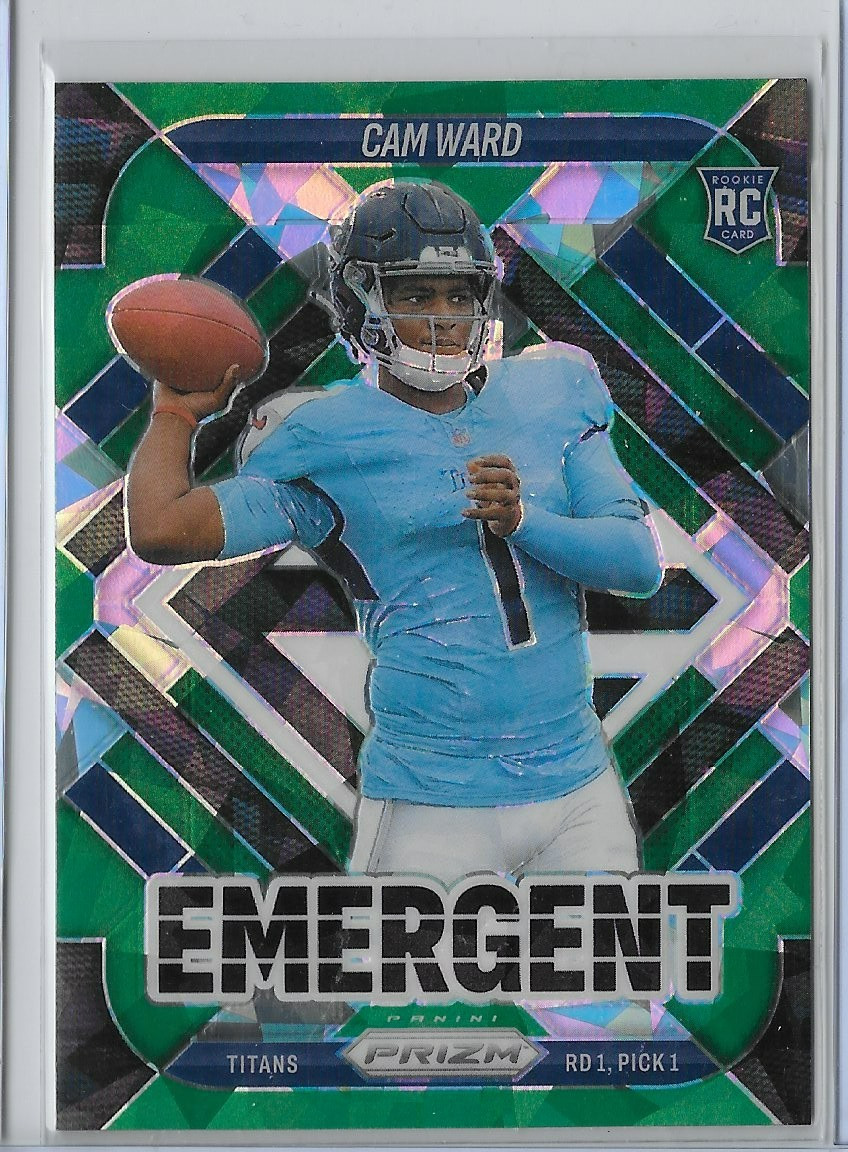 2025 Panini Prizm - Cam Ward #2 - Emergent Green Cracked Ice (RC)