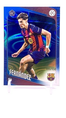 Guille Fernandez 2025-26 Topps UEFA #190 Blue Raindrops Foil # /150 RC FCB