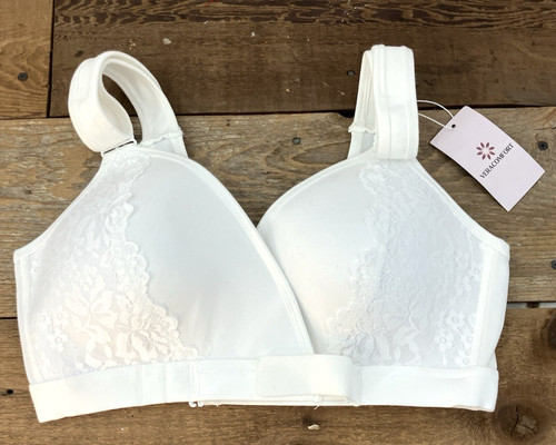 Vera Comfort Wireless Lace Trim Front Closure Adaptive Comfort Bra -XL-NEW