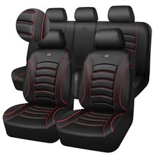 CAR PASS 3D Foam PU Leather Car Seat Covers, Universal Seat Full Sets Black Red