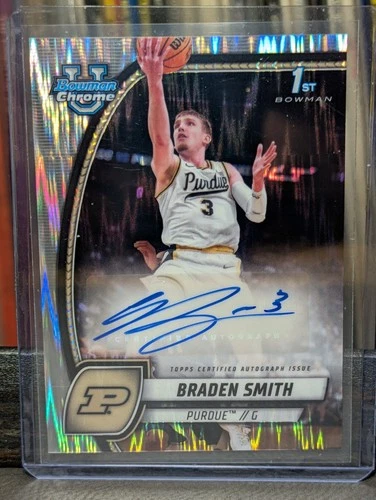 2024-25 Bowman University Chrome Braden Smith Stealth Refractor Autograph
