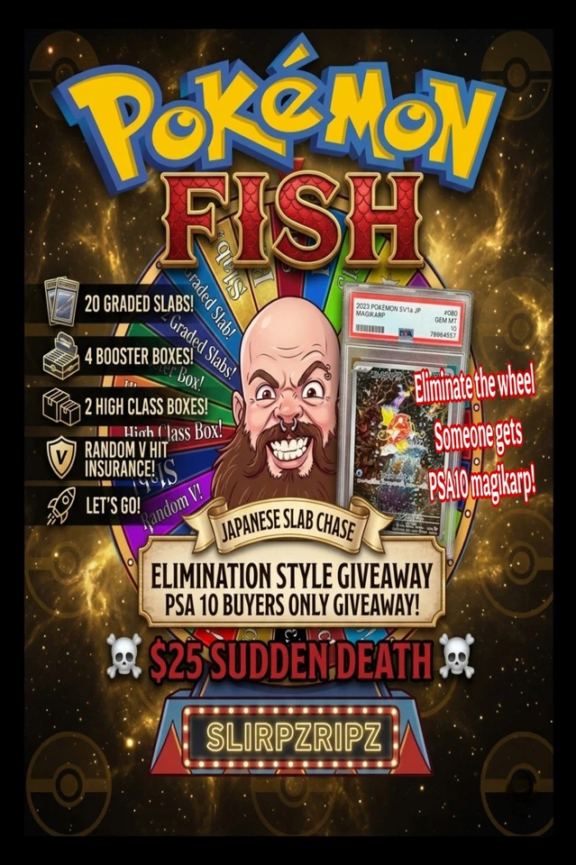 JAPANESE SLAB CHASE WHEEL! PSA10 Magikarp elimination giveaway!