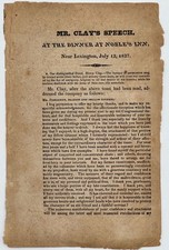 Henry CLAY / Mr Clay's Speech at the Dinner at Noble's Inn Near Lexington 1st ed