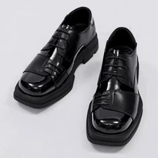 British Wedding Mens Real Leather Lace Up Formal Dress Square Toe Business Shoes