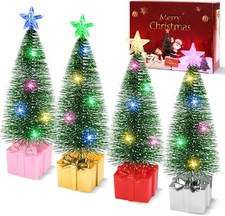 Mini Christmas Tree with Lights, 4 Pack Tabletop Christmas Tree with LED Lights