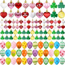 108 Pieces Valentine's Day Heart Ornaments St Patrick's Day Shamrocks Hanging...