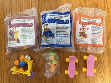 Vintage 1988 McDonald's Happy Meal Garfield Toys 1 2 3 Sealed with Extras
