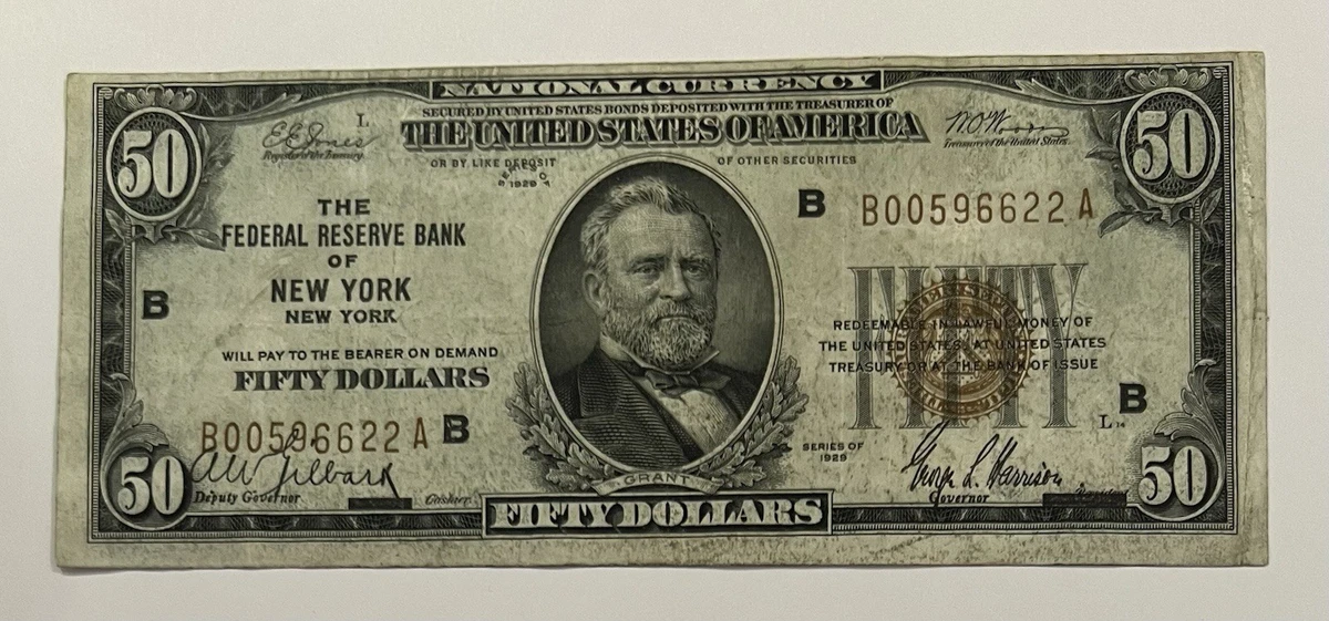 $50 1929 Year US Federal Reserve Small Notes for sale | eBay