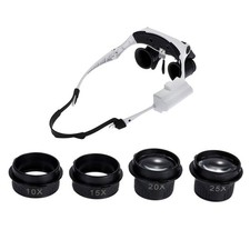 New Double Eye Jewelry Watch Repair Magnifier Loupe Glasses With LED Light 8 Len