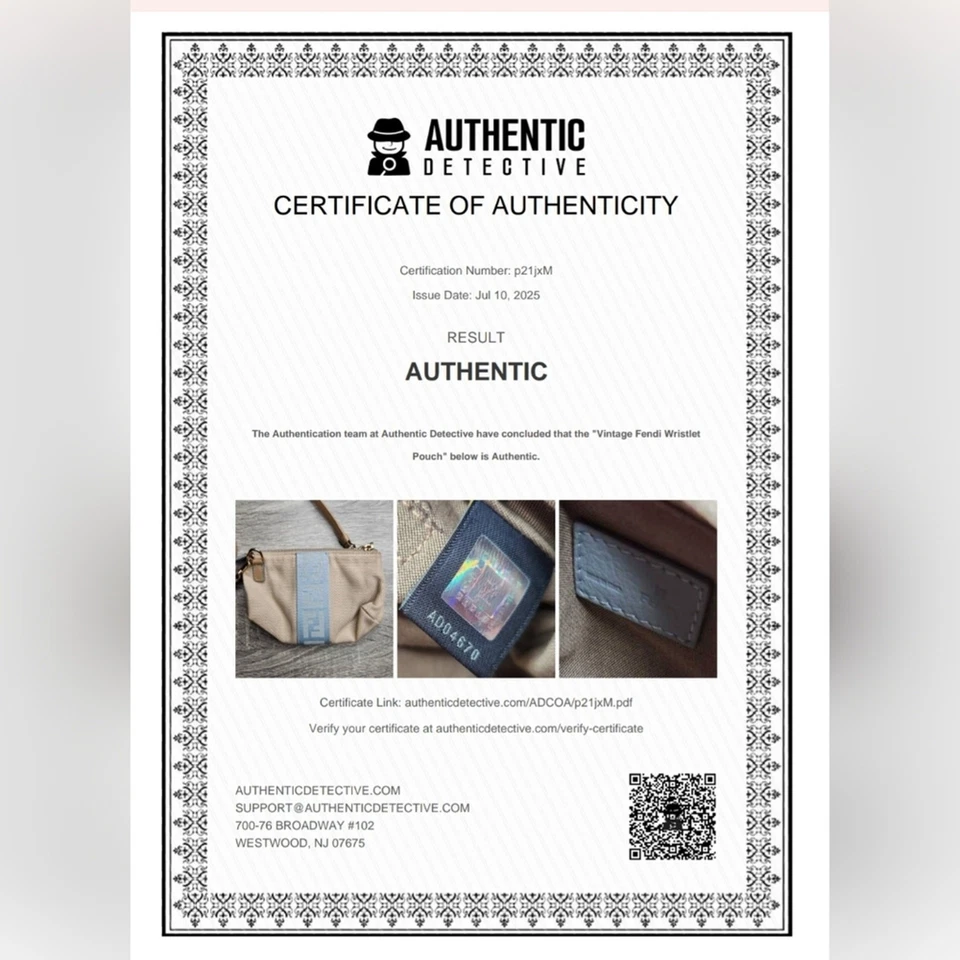 Authentic Vintage FENDI Canvas Pouch Clutch Crossbody Mini Blue Gold Leather - Image 2 of 4