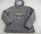 Napapijri Rainforest Jacket Mens XL Grey Hooded Fleece Lined Pullover Coat