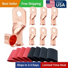8pcs 4/0 AWG-3/8 Battery Lugs,Heavy Duty Wire Lugs,Ring Terminals,Battery Cab...