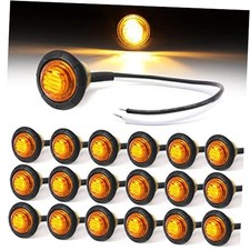 Pack of 20 3/4 Inch Round LED 3 Diodes Small Trailer Side Marker Amber