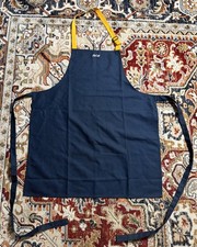 McDonalds McCaf  Employee Apron Denim Yellow Blue Adjustable Straps  Ties NEW