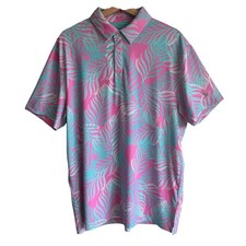Birdie bound Tropical Print Golf Polo Shirt Men  s Size Large